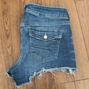American Eagle Outfitters Blue Distressed Jean Shorts